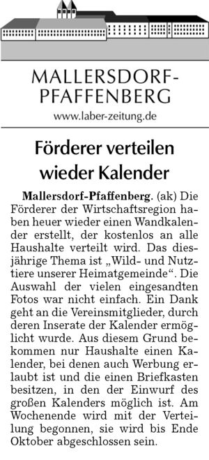 Bericht in der Allgemeinen Laberzeitung am 03.10.2026